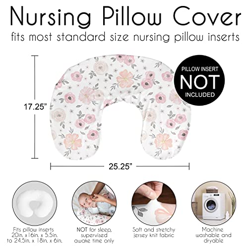 image for Sweet Jojo Designs Watercolor Floral Nursing Pillow Cover Breastfeedin
