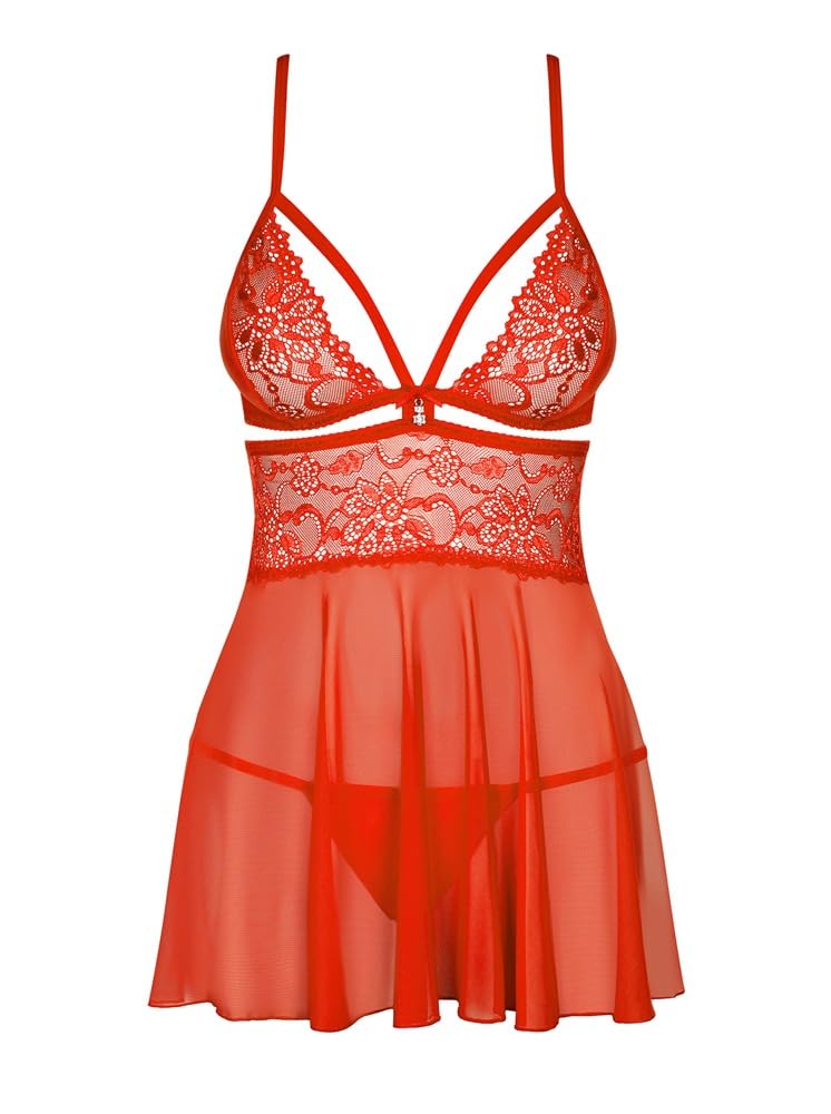 Obsessive Nuisette/String Rouge BAB-3 Babydoll & Thong Red Femme (Lot de 1)