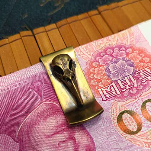 Brass Moneyclip for Men, Retro Bird Skull Money Clip, Portable Money Clip, Ideas Ticket Holder, 5.2*2cm(2.04*0.78in)3