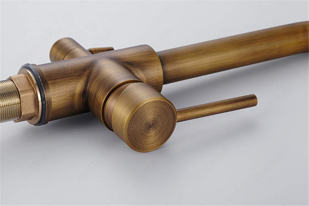 Antique Fredda E Calda Da Cucina Depuratore Di Acqua Del Rubinetto Lavandino Doppio Rubinetto Rotativo Da 360 Gradi Di Bronzo A 3 Vie A Doppio Filtro Miscelatore