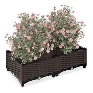 Relaxdays Donica na Kwiaty Rattan Brązowa 80cm