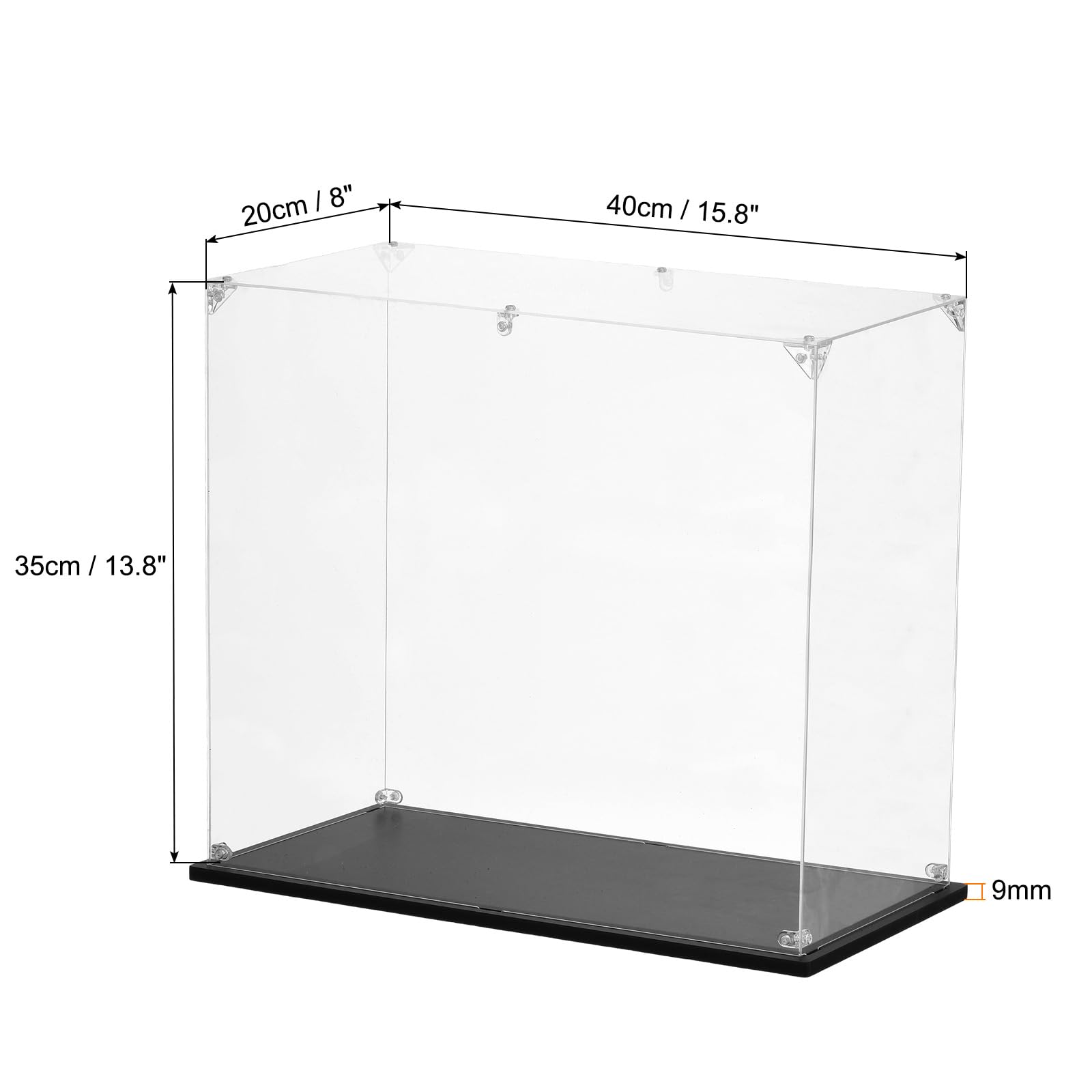 sourcing map Vitrina acrílica, 15.8 x 8 x 13.8 pulgadas, caja de exhibición transparente para montar a prueba de polvo, organizador de almacenamiento para figuras de acción coleccionables