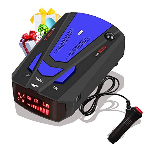 [2021 New Version] Laser Radar Detector for Cars,Voice Prompt Speed, Vehicle Speed Alarm System,LED Display,City/Highway Mode,Auto 360 Degree Detection for Cars (Blue)