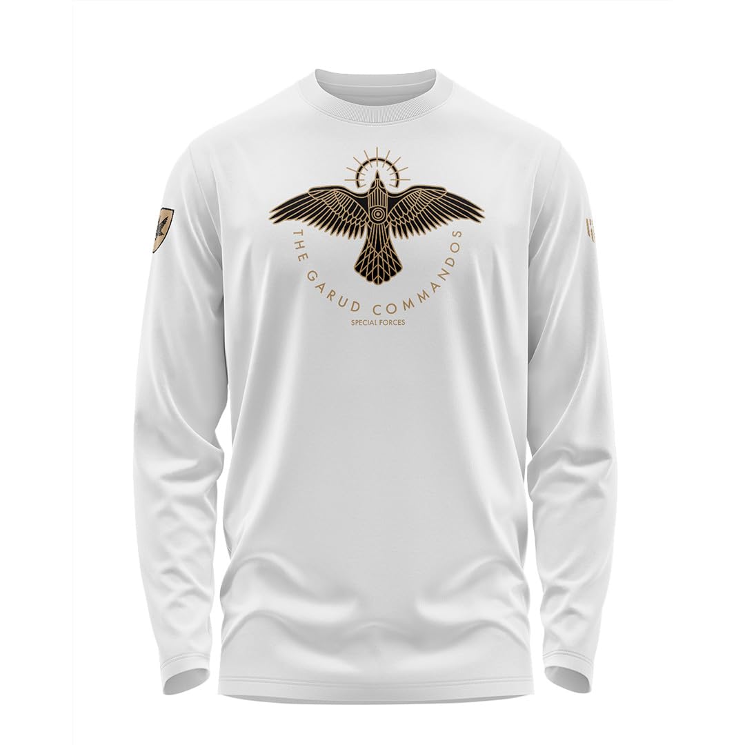 Aero ArmourGarud Commandos SF Printed Cotton T-Shirt | Full Sleeve | Regular Fit | Zero Shrinkage | Round Neck