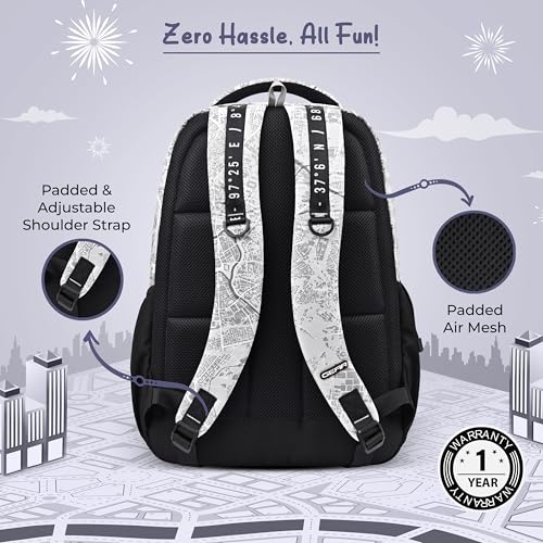 Image of Gear Cityscape 19 inch /40L Large Water Resistant School Bag | Casual Backpack | Daypack | Travel Backpack | Kids Bag for Boys /Girls (Grey - Black)