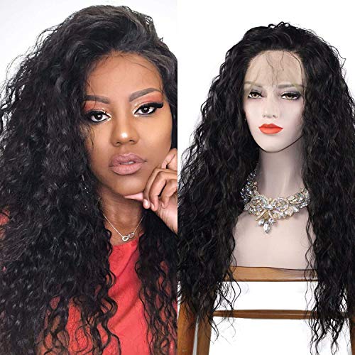 Miss Diva Kinky Curly Wigs Synthetic Lace Front Wigs 20" For Women Natural Looking Heat Resistant Fiber Wigs