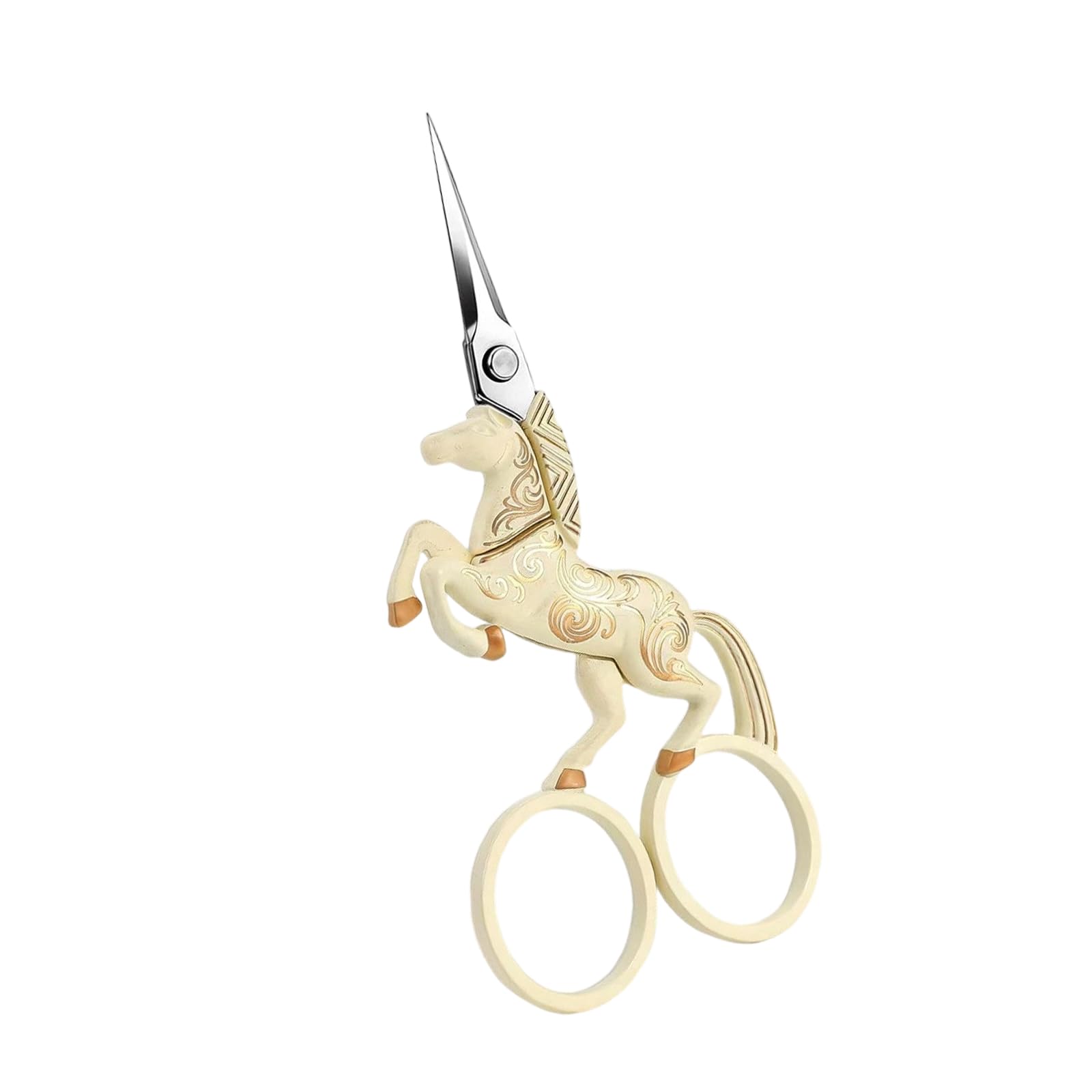 Hsioluted White Antique Horse Shape Scissors Stainless Steel Scissors Small Craft Shears With Tip For Offices Household Crafting Rustproof Steel Craft