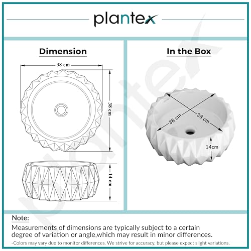 Image of Plantex Ceramic Tabletop Round Washbasin for Bathroom /Countertop Bathroom Sink /Bathroom Wash Basin with 10 Years Glaze Warranty by Plantex (White - 15 x 15 x 6 Inch)