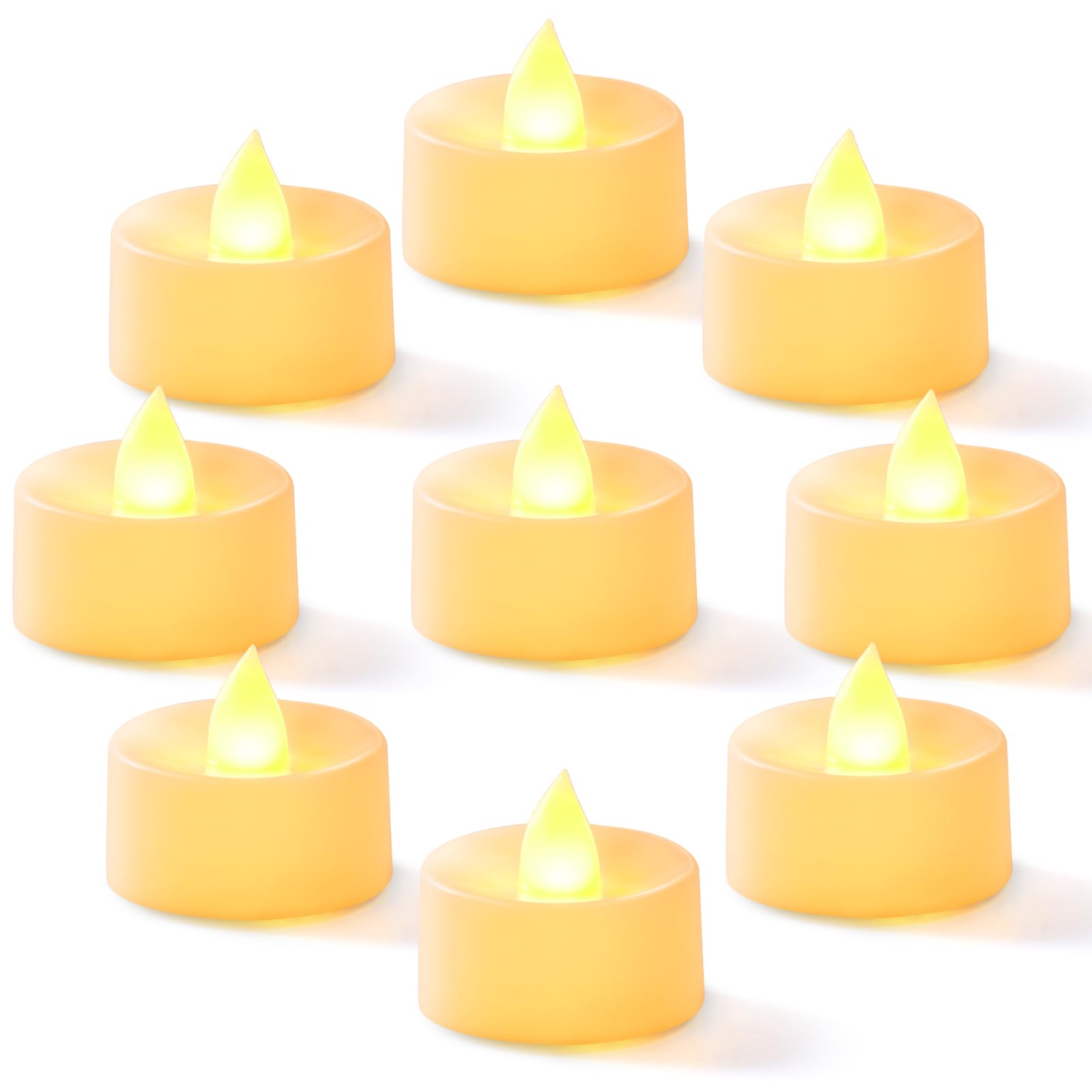 - Homemory 24-Pack Flameless LED Tea Lights Candles Battery Operated, 200+Hour Fake Electric Candles TeaLights for Votive, Halloween, Ofrenda, Diya, Wedding Centerpiece Table Decor, Funeral, Christmas