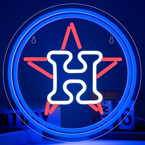 Image of Baseball Neon Sign for Wall Decor Baseball LED Light Up Sign Basebal Wall Decor Sports Neon Lights for Club Garage Bedroom Man Cave Bar Sports Gifts for Men Teen Boys Fans,Size 13.4 * 13.4 in(XD139)