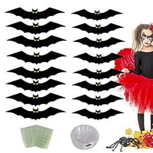 Halloween hangende vleermuizen – 16 stuks hangende vleermuis gloed bij nacht decoratie,Spooky Flying Bats Waterdicht Tuindecoratie Realistisch Bat Decor Itrimaka