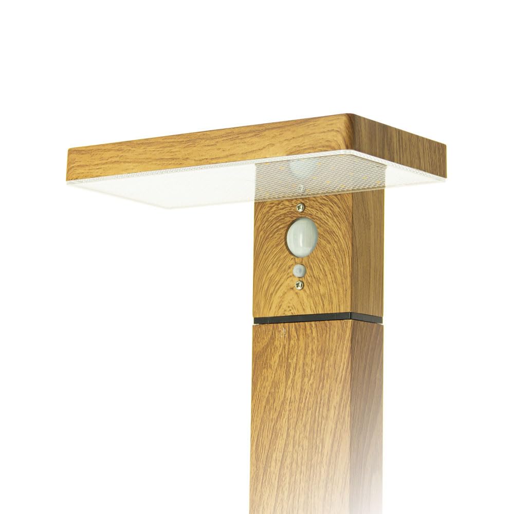 Xanlite SO1911W Xanlite-SO1911W Solarleuchte, 600 Lumen, IP44, Bewegungsmelder, 3 Betriebsmodi, neutralweiß, Aluminium + Kunststoff-Finish aus Holz, Schwarz