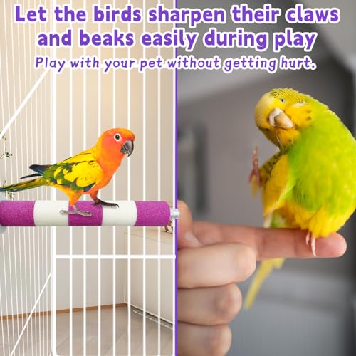 Image of PIVBY 3PCS Bird Perches for Cage, Parrot Perchs Stand Toys with Metal Shaft Colorful Sand Paw Grinding Stick for Parakeet Cockatiel Conure Budgies Lovebird (with 3 x Replacement cores)