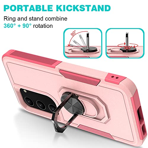 Image of Sandstone Mystery Case for Samsung Galaxy S23 Military Grade Shockproof with Metal Ring Kickstand for Samsung Galaxy S23 Phone Case - Pink