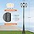 PARTPHONER Outdoor Lamp Post Light with GFCI Outlet, 3-Head Classic Black Light Pole with Glass Panels (3 LED Bulbs Included), Aluminum Waterproof Outside Street Light for Backyard Garden Driveway