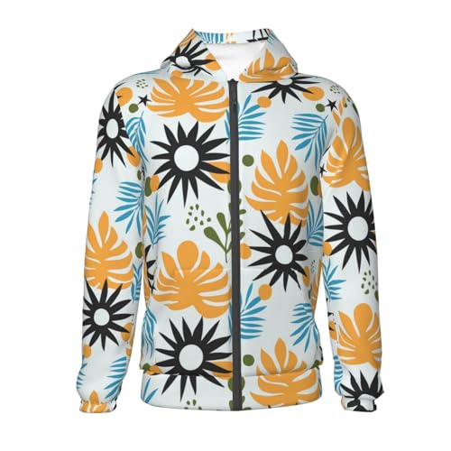 Abstract Palm Quill Kids Pullover Hoodies Boys Zip Up Sweatshirts Girls Athletic Clothes with Pocket2