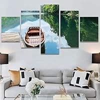 SIGNWIN 5 Panel Canvas Wall Art Modern Art Expressive Farmhouse/Country Landscape Mountain Top Multicolor Photography for Home Decorations Ready to Hang - 60