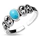 Bungsa Türkisstein Zehenring Zirkonia Brass Damen (Zehring Fussschmuck Fussring Toe-Ring Nail Ring Nagelring biegbar verstellbar)