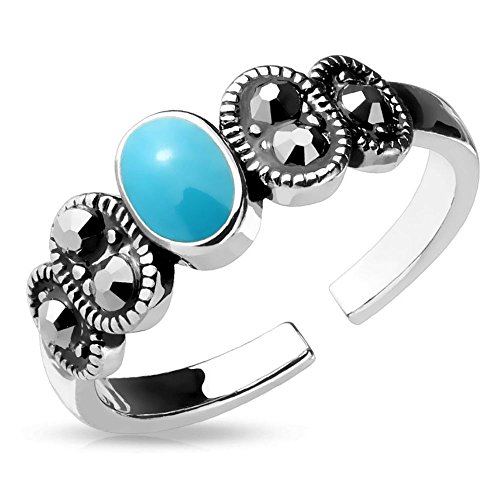Bungsa Türkisstein Zehenring Zirkonia Brass Damen (Zehring...