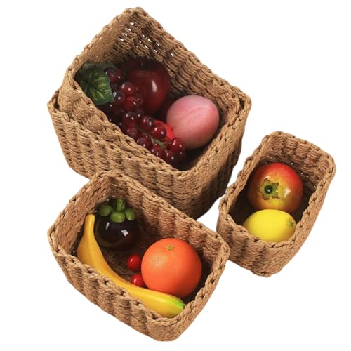 Doiyislem Cesta trenzada, almacenamiento de juguetes y orden, 4 piezas cajas de almacenamiento para techo habitación de los niños de la cocina juguetes escritorio cama ropa