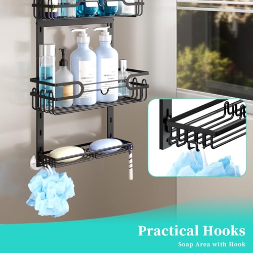 HapiRm Shower Caddy Hanging Black - 4 Tier Over Door Shower Caddy with 2 Soap Holders, Adjustable Bathroom Shelf with 22 Hooks, Rustproof Easy Installation Shelf Organiser Hanging for Bathroom - Cosy Home Interiors HapiRm Shower Caddy Hanging Black - 4 Tier Over Door Shower Caddy with 2 Soap Holders, Adjustable Bathroom Shelf with 22 Hooks, Rustproof Easy Installation Shelf Organiser Hanging for Bathroom - Image 3