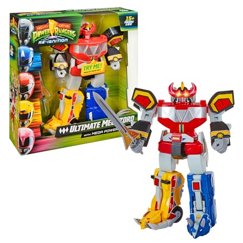 Power Ranger, Figurine géante articulée, avec Accessoires et Fonctions électroniques, 30 cm, Modèle Megazord, pour Les Enfants dès 4 Ans, PWG01, Rouge X