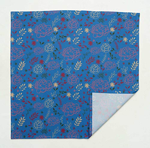 Serviette en lin floral bleu lavable lot de 6 serviettes table - 8