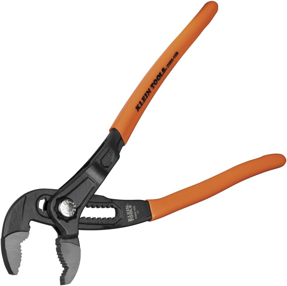 Klein Tools D50510B Pump Pliers, Klaw Quick-Adjust, Curved Jaw, Hardened Teeth for Maximum Torque, 10-Inch