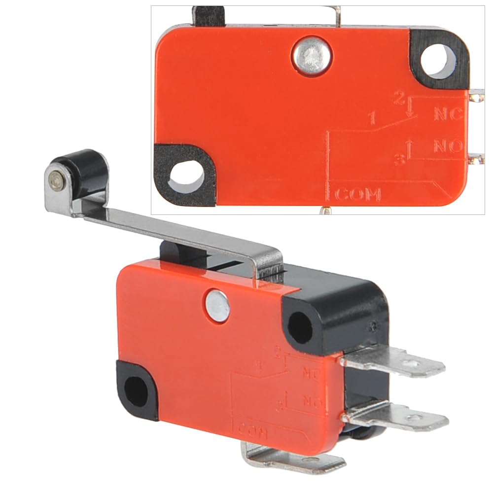 BUYGOO 6Pcs V-156-1C25 Micro Limit Switch with Hinge Roller Momentary SPDT Snap Action for Arduino CYT1046