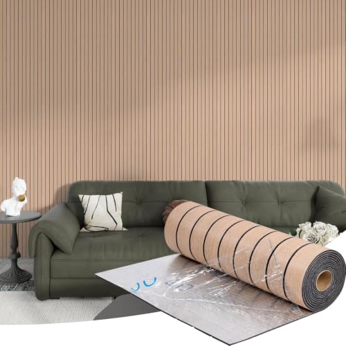 Panel de pared de listones para despegar y pegar, de PVC, autoadhesivo, grueso, grano de madera de roble claro, paneles de pared 3D insonorizados para paredes
