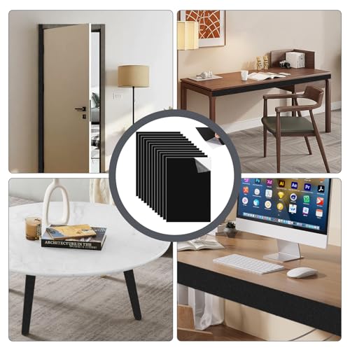 Bubuny 12 Stück Selbstklebend Schaumstoffplatte 1MM Moosgummi Selbstklebend Platte, Schwarzes EVA Rutschfeste Schaumstoffmatte für Möbel Stoßdämpfung, Bastelarbeiten, Schmuckkästchen