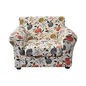 KRFOONN 2 Piece Chair Covers Printed Sofa Covers Couch Covers Washable Armchair Sofa Couch Slipcover Furniture Protector with Elastic Bottom for Living Room (Armchair, 01), Small