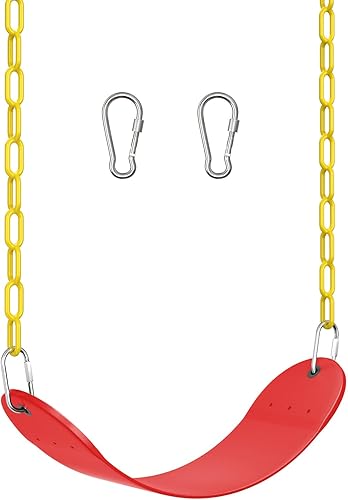 Miniatura 9 de AGPTEK - Juego de columpios de plástico suave EVA, con cadenas resistentes al óxido de 66 pulgadas, color rojo