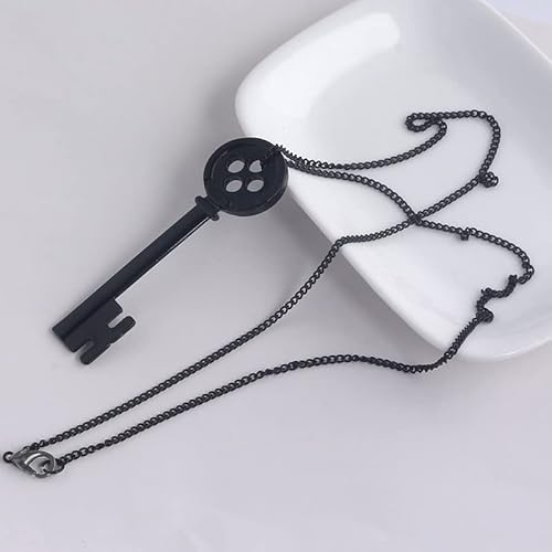 Songchangjewelry Coralines Themed Key Pendant Necklace - Dragonfly Hair Clip Seeing Stone Necklace Set - Cosplay Accessories Black Buttons Necklace For Girls Jewelry Gift (3Pcs C-Oraline Set - B) #TOP2