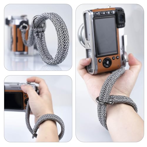Image of Paracord Camera Wrist Strap Lanyard-Quick Release for DSLR Mirrorless White | Adjustable wrist size,High-strength paracord material, lightweight 1.16oz, secure metal clasp,Fits Canon Nikon Sony Fuji