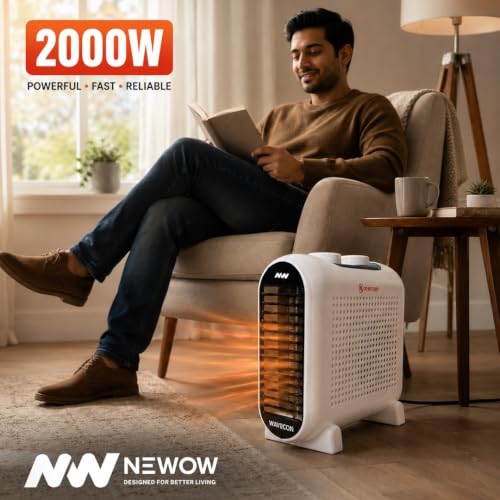 Image of NW Wavecon Electric Room Heater 2000W | Portable Heater for Bedroom & Office | Adjustable Heating Modes | Advanced Overheat Protection | | ISI Marked | 1 Year Replacement Warranty