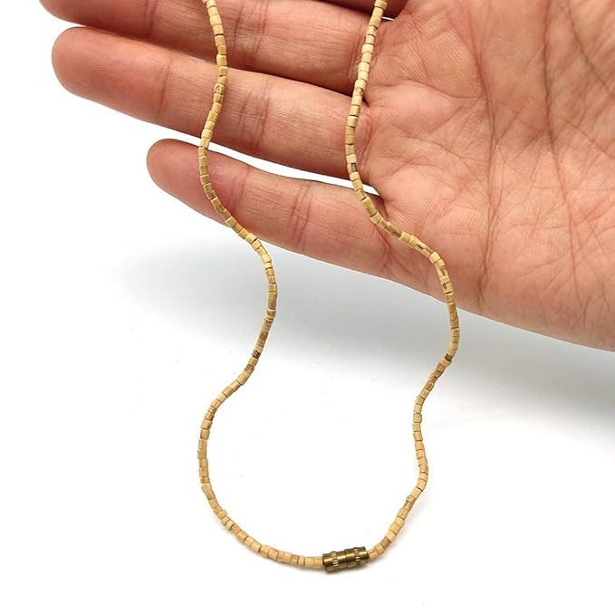 Radhey Krishna Enterprises Tulsi Bead Single Layer Kanthi Mala/Single/One Rounds Small Beads Pure Iskcon Wood Kanthi Mala for Neck Pack of 1-image-30