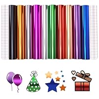 Tintnut Metallic Permanent Vinyl - 10 Sheets 12\"x12\" Multicolored Holographic Permanent Adhesive Vinyl for Cutting Machine,Waterproof Material for Home Decor Self Sticker