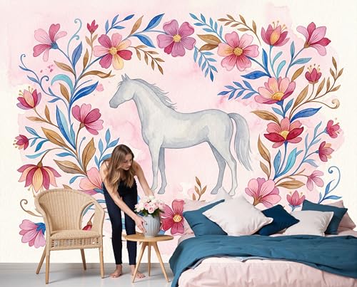 Papier peint panoramique intissé Cheval pour masquer un mur abîmé