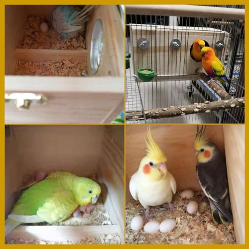 Image of kathson Parakeet Nesting Box,Wood Bird Nest House for Cage,Parrots Breeding Mating Boxes,Budgie Nesting Box for Conure,Lovebirds,Canary,Cockatiel,Finch,Small and Medium-Sized Birds (L)