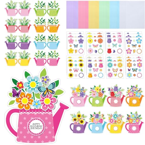 Gersoniel 24 Sets Mothers Day Crafts Card Making Kits - Spring Crafts DIY Greeting Cards Set 24 Cards 24 Envelopes 24 Sheets Stickers for Handmade Activities