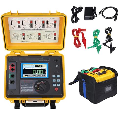 CNYST 高圧絶縁抵抗計 高電圧絶縁抵抗検出器 と 絶縁抵抗範囲 5Kv 10TΩ 7mA カラータッチスクリーン 絶縁抵抗試験 極化指数試験 電圧試験 容量試験 充電式リチウムイオン電池