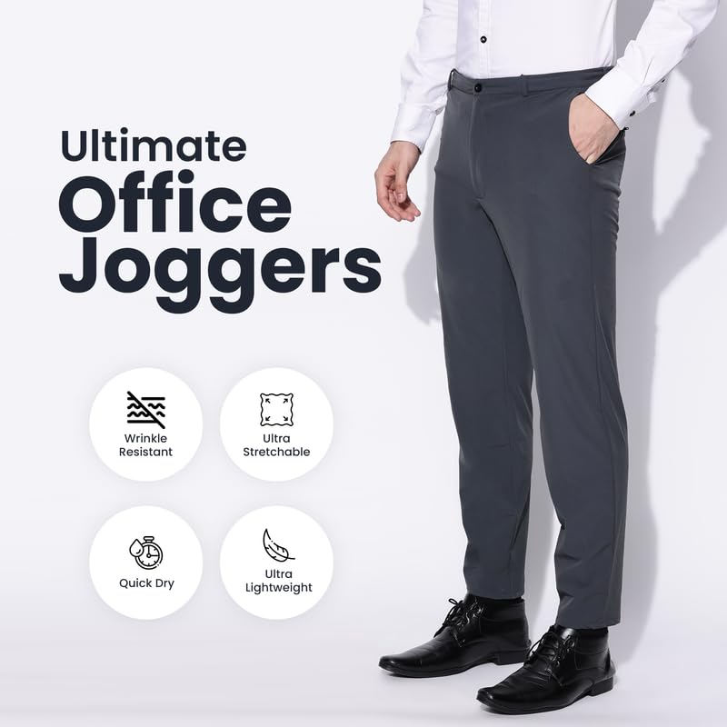 Image of BLUE TYGA Ultimate Office Joggers for Men | Wrinkle Free & Lightweight Joggers for Men | Ultra-Stretchable Pants for Office & Parties
