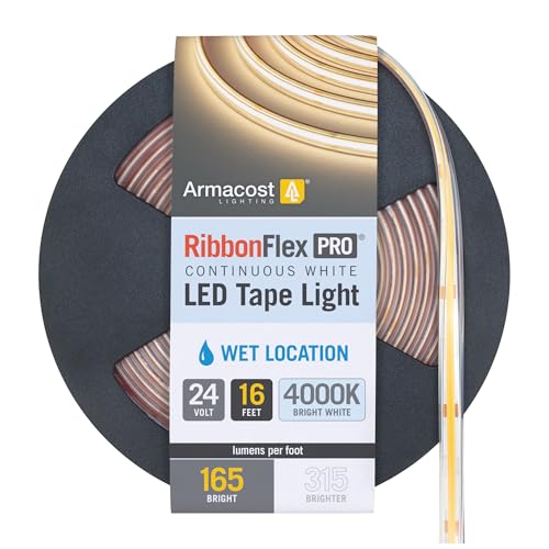 Image of Armacost Lighting RibbonFlex Pro COB Outdoor LED Strip Lights 24V, 4000k, 165 Lumens /Ft, 5M 171332N