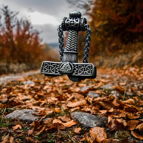 VIKING Nordycki młotek srebrny wisiorek ze stali nierdzewnej, łańcuszek na szyję, rozmiar M, stal nierdzewna, bez kamieni szlachetnych, Medium, Stal nierdzewna, Bez kamieni szlachetnych