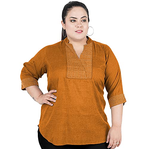 Image of Indietoga Women's Plus Size Embroidered Cotton Linen Tunic Tops (2XL to 10XL)