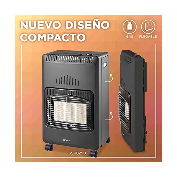 SOGO 18290 Estufa Gas Butano/Propano, Calefactor interior/exterior, 3 Potencias - Imagen 5