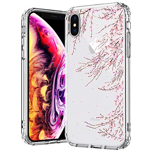 MOSNOVO Compatible for iPhone Xs Case & iPhone X Case, Clear Spring Cherry Blossom Flower Floral Pattern Print Design Girl Women with Transparent TPU Bumper Back Case Cover for iPhone X/iPhone Xs