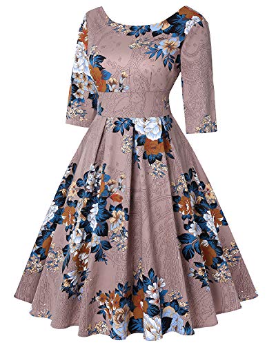 Image of MINTLIMIT Women's 1950s Retro Vintage Cocktail Party 3 /4 Sleeve Swing Dress