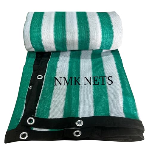Image of NMK NETS Shade Net 90% Heavy Duty 170 GSM with All Side Eylets for Garden Balcony Multipurpose (10 ft x 12 ft, White-Green Color Strap)